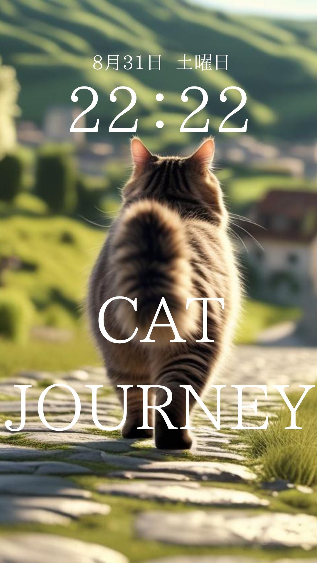 スマホ用壁紙　猫の旅行　Smartphone wallpapar  　　Cat Journey　3枚